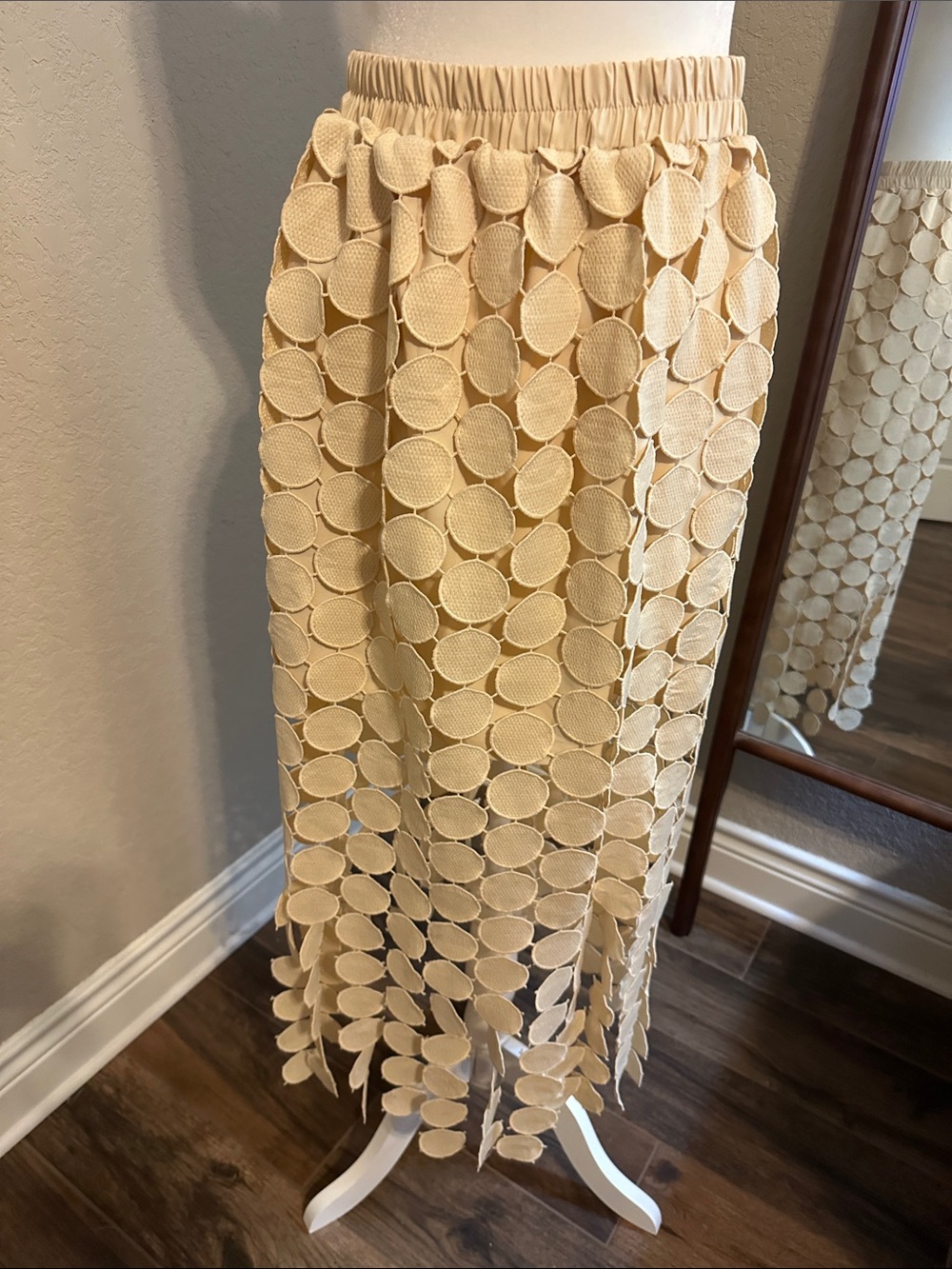 Apricot circle cut out maxi skirt with elastic waist and undershirt